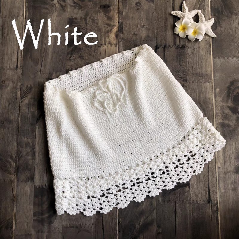 Holiday seaside hand-woven hip wrap knitted beach skirt Swimsuit cover skirt A-line skirt Bikini cover skirt