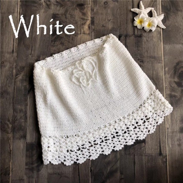 Holiday seaside hand-woven hip wrap knitted beach skirt Swimsuit cover skirt A-line skirt Bikini cover skirt
