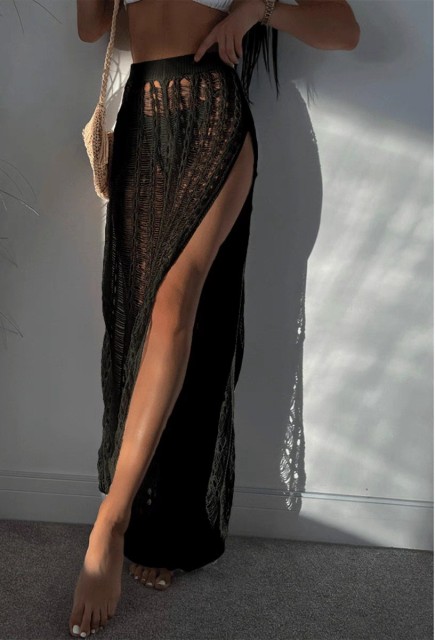 Vacation sexy beach cutout pants slit strap knit floor length bikini Bikini beach pants women