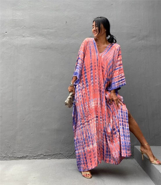 Bikini blouse Europe and the United States loose rayon printed swimsuit cover skirt gown holiday sunblock skirt beach blouse