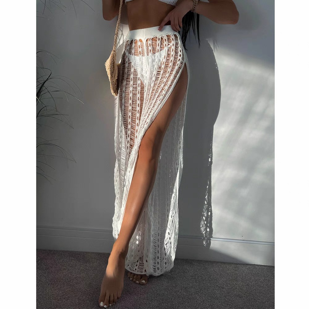 Vacation sexy beach cutout pants slit strap knit floor length bikini Bikini beach pants women