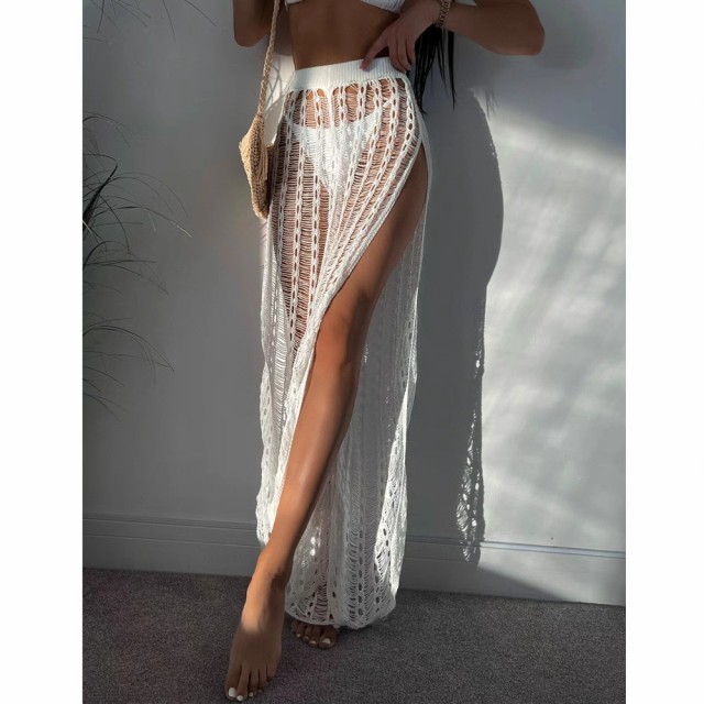 Vacation sexy beach cutout pants slit strap knit floor length bikini Bikini beach pants women