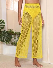 See through cutout pants Lace wide leg pants nine-point beach pants Bikini cover pants