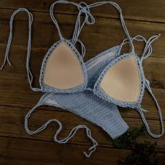 Sexy beach vacation bikini strappy hand-knitted knitted bikini set for women