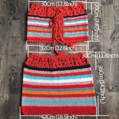 Seaside resort colorful striped split swimsuit skirt Beach hand hook knit bikini set