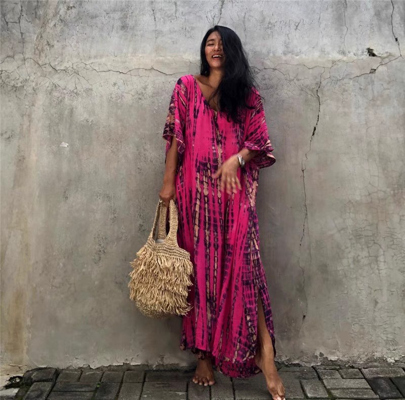 Bikini blouse Europe and the United States loose rayon printed swimsuit cover skirt gown holiday sunblock skirt beach blouse