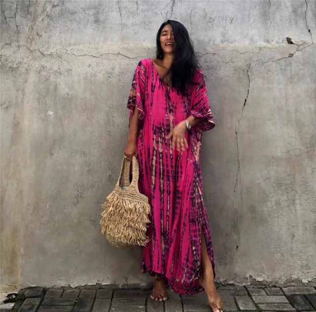Bikini blouse Europe and the United States loose rayon printed swimsuit cover skirt gown holiday sunblock skirt beach blouse