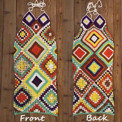 Sanya Bali resort beach long dress swimsuit smock matching color knitted wedding seaside dress bikini cover skirt