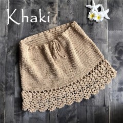 Holiday seaside hand-woven hip wrap knitted beach skirt Swimsuit cover skirt A-line skirt Bikini cover skirt