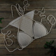Sexy beach vacation bikini strappy hand-knitted knitted bikini set for women