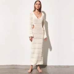 Beach dress cover up knitted waist waist flared sleeve sun protection swimsuit cover up sexy holiday long skirt bikini cover skirt