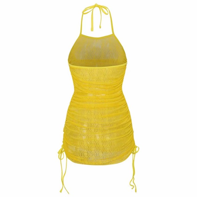 Swimsuit smock black slim strap wrap hip skirt perspective sexy backless beach dress swimsuit wrap dress