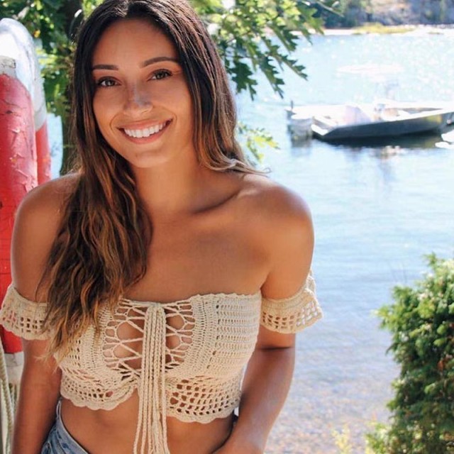 New Boho Resort Spa Beach solid color knit bikini front and back swimsuit tops