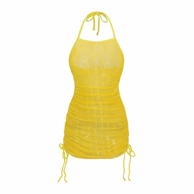 Swimsuit smock black slim strap wrap hip skirt perspective sexy backless beach dress swimsuit wrap dress