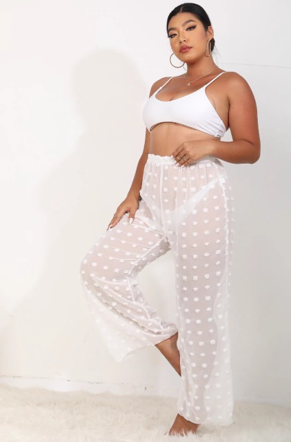 See through stereo chiffon plus big size beach pants swimsuit bikini sunblock pants