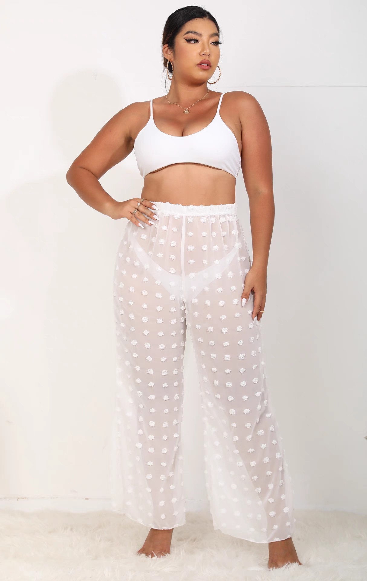 See through stereo chiffon plus big size beach pants swimsuit bikini sunblock pants