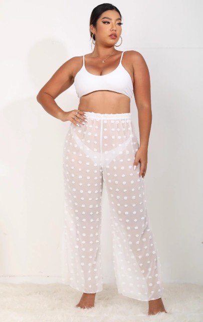 See through stereo chiffon plus big size beach pants swimsuit bikini sunblock pants