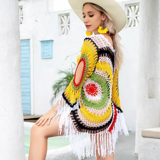 Sunblock beach cover-up Bosimi Asia-Europe United States retro palace hot springs hollow seaside swimsuit bikini cover-up