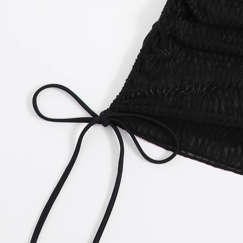 Swimsuit smock black slim strap wrap hip skirt perspective sexy backless beach dress swimsuit wrap dress
