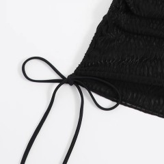 Swimsuit smock black slim strap wrap hip skirt perspective sexy backless beach dress swimsuit wrap dress