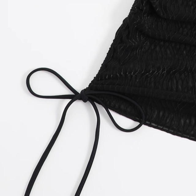 Swimsuit smock black slim strap wrap hip skirt perspective sexy backless beach dress swimsuit wrap dress