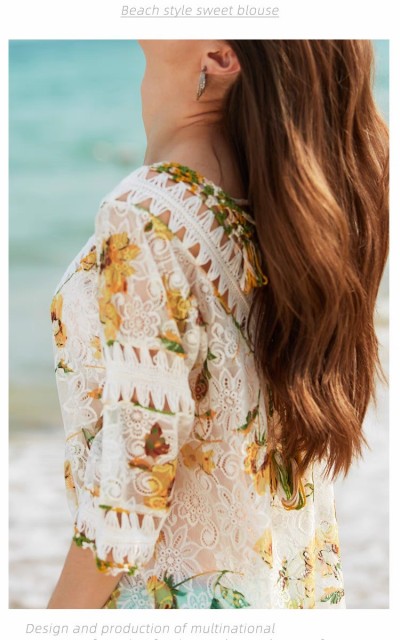 Sunblock cutout pants Beach vacation Peach sexy European high-waisted swimsuit bikini with knitted beach pants