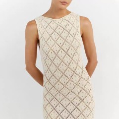 Knitted diamond beach cover skirt sexy hollow out European and American holiday dress long skirt bikini smock