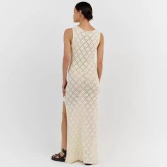 Knitted diamond beach cover skirt sexy hollow out European and American holiday dress long skirt bikini smock