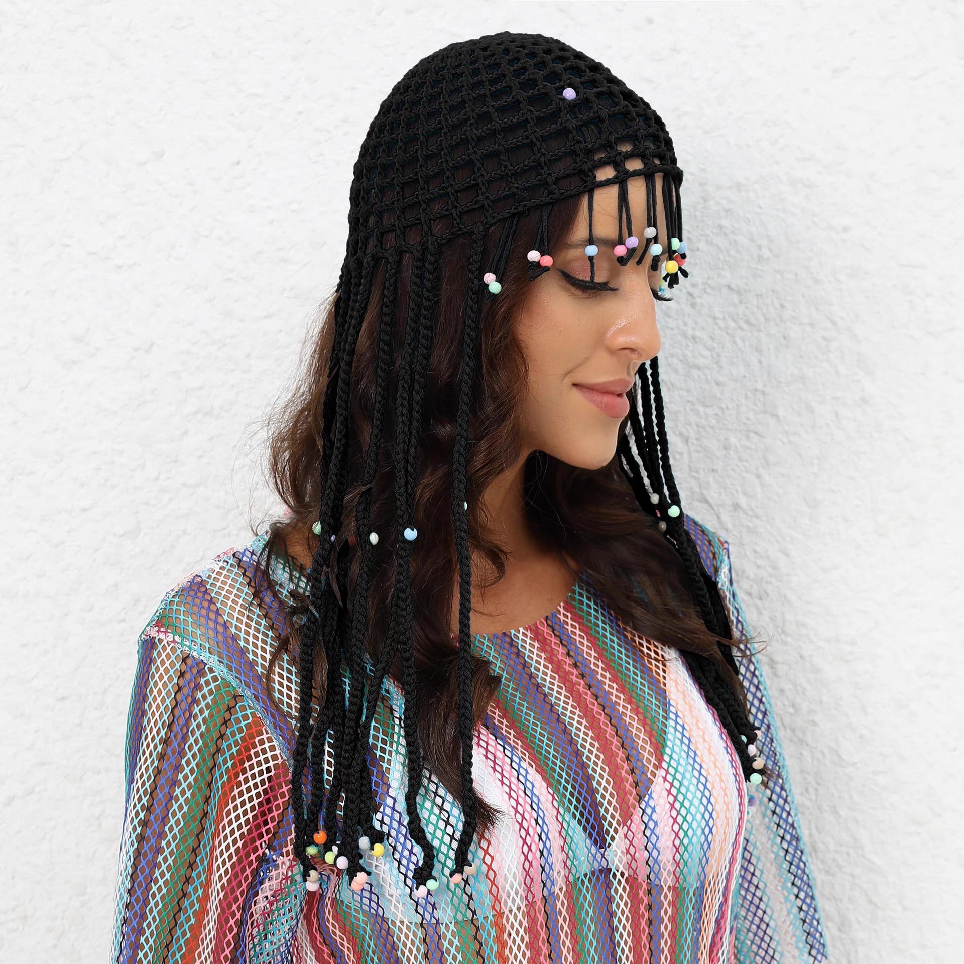 Swimsuit hat accessories pure hand-crochet woven hollowed-out ethnic wind Su beach hat bikini headflower