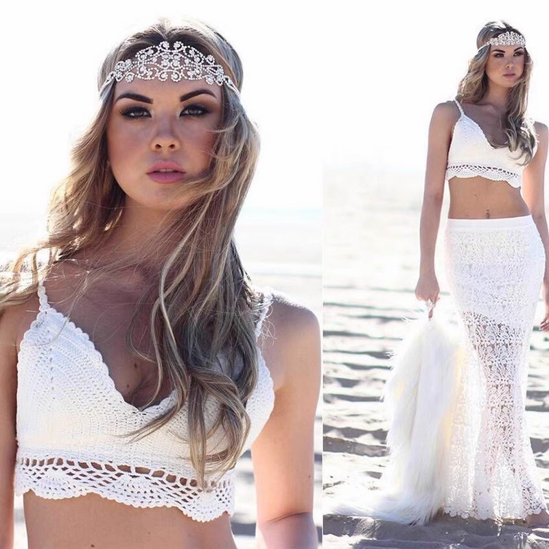 Handhook knit beach bikini Wrap for women sexy all-in-one spa split swim top