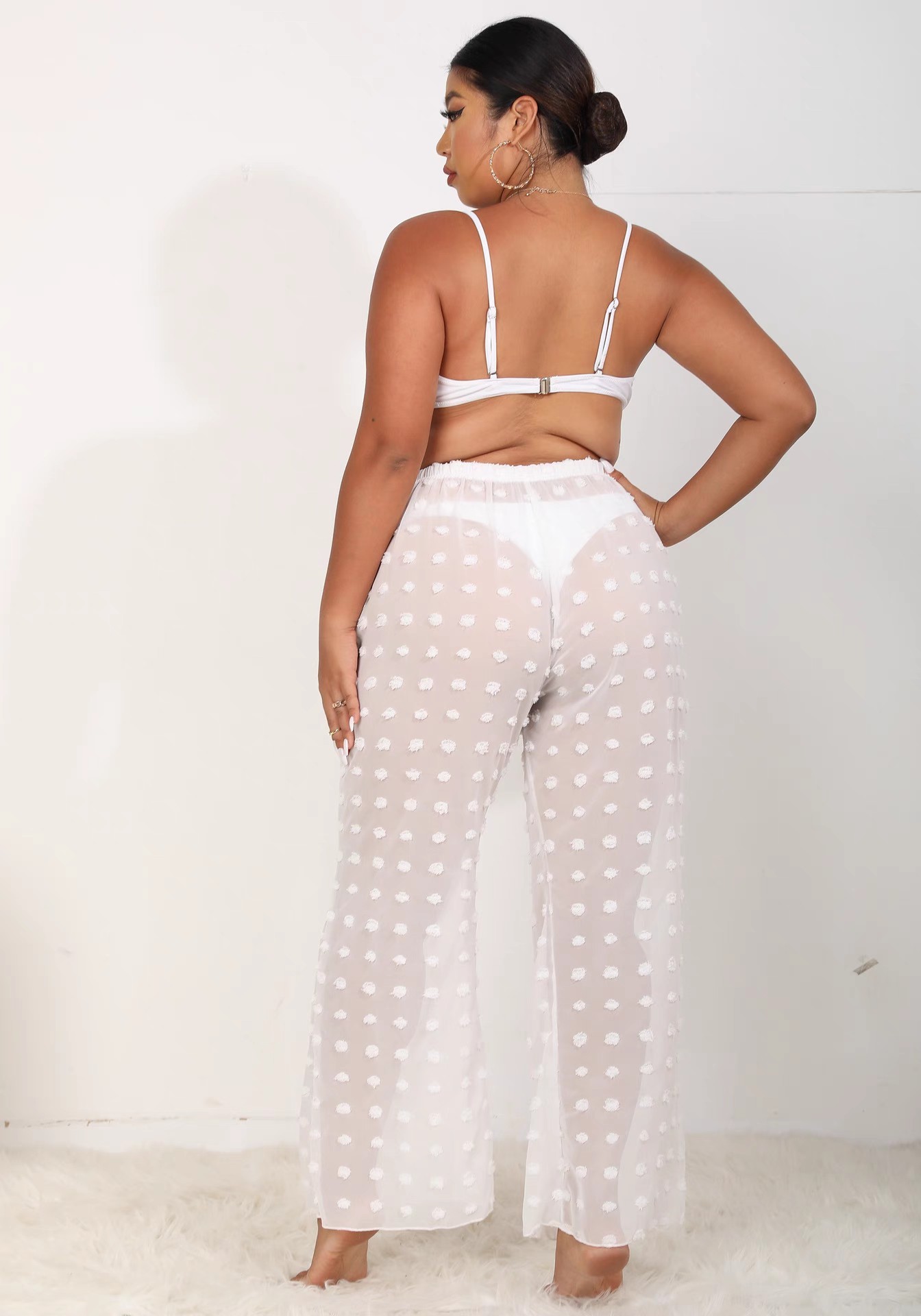See through stereo chiffon plus big size beach pants swimsuit bikini sunblock pants