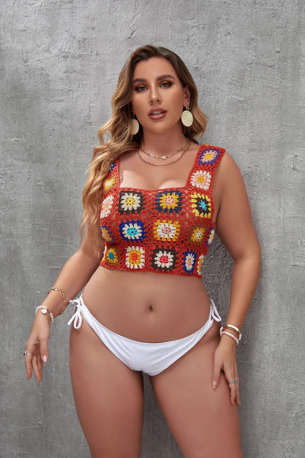 One piece hand hook bikini bikini sexy beach braided wrap breast halter bikini top for women