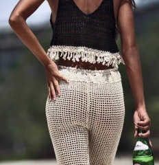 Sexy cutout hand hook knitted shell white vest bikini smock top