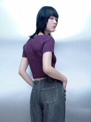 JUBAODI Women's contrasting striped knitwear