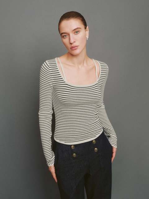 JUBAODI Striped knitwear for women