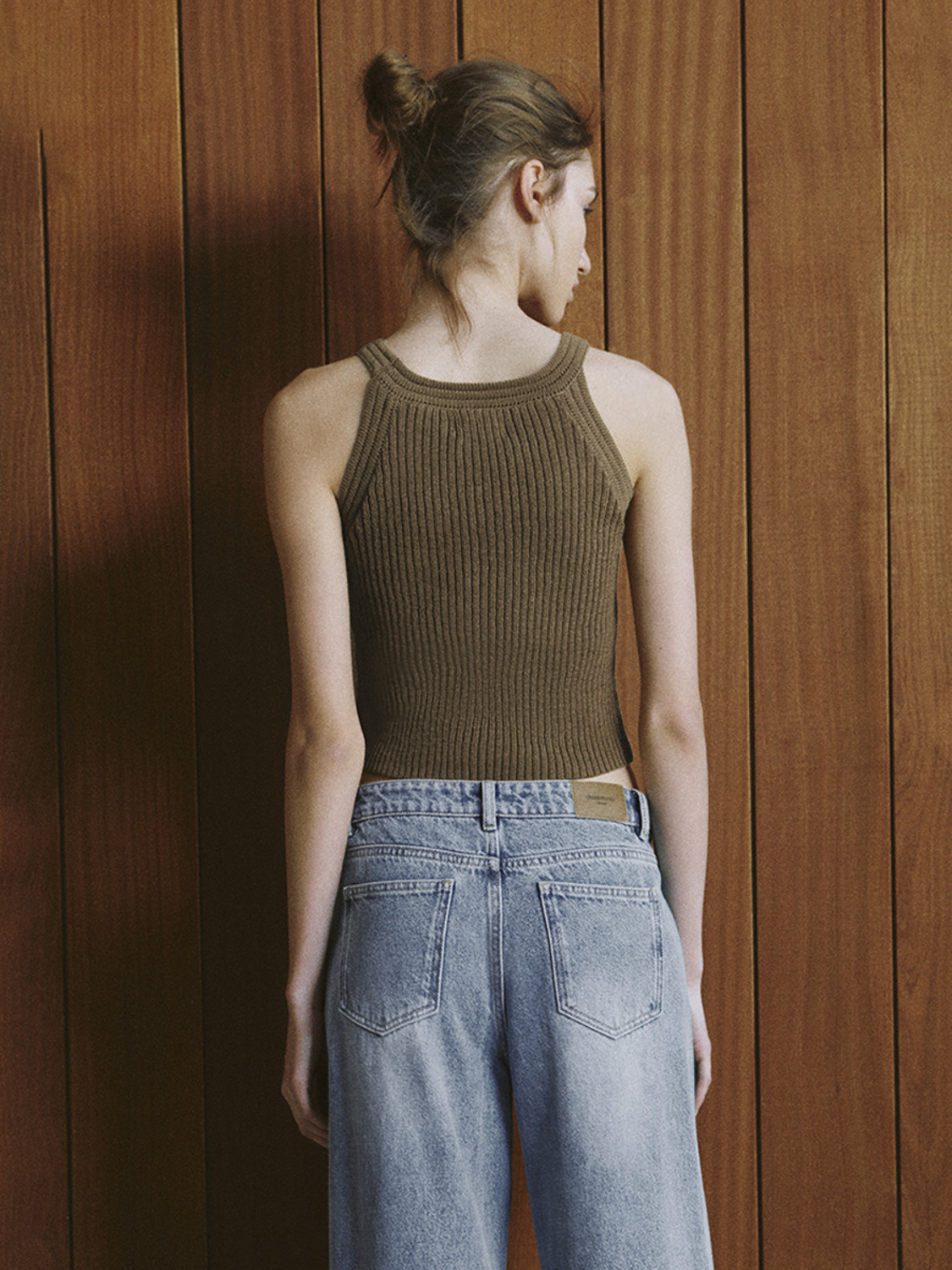 Factory JUBAODI Women's crew neck knitted tank top