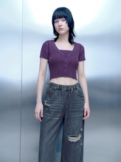 JUBAODI Women's contrasting striped knitwear