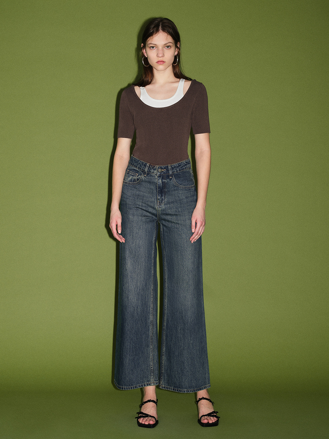 JUBAODI Women's fake two knitwear