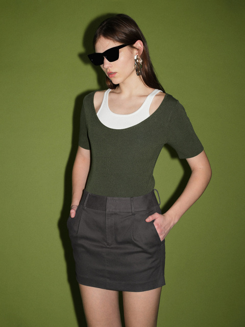 JUBAODI Women's fake two knitwear