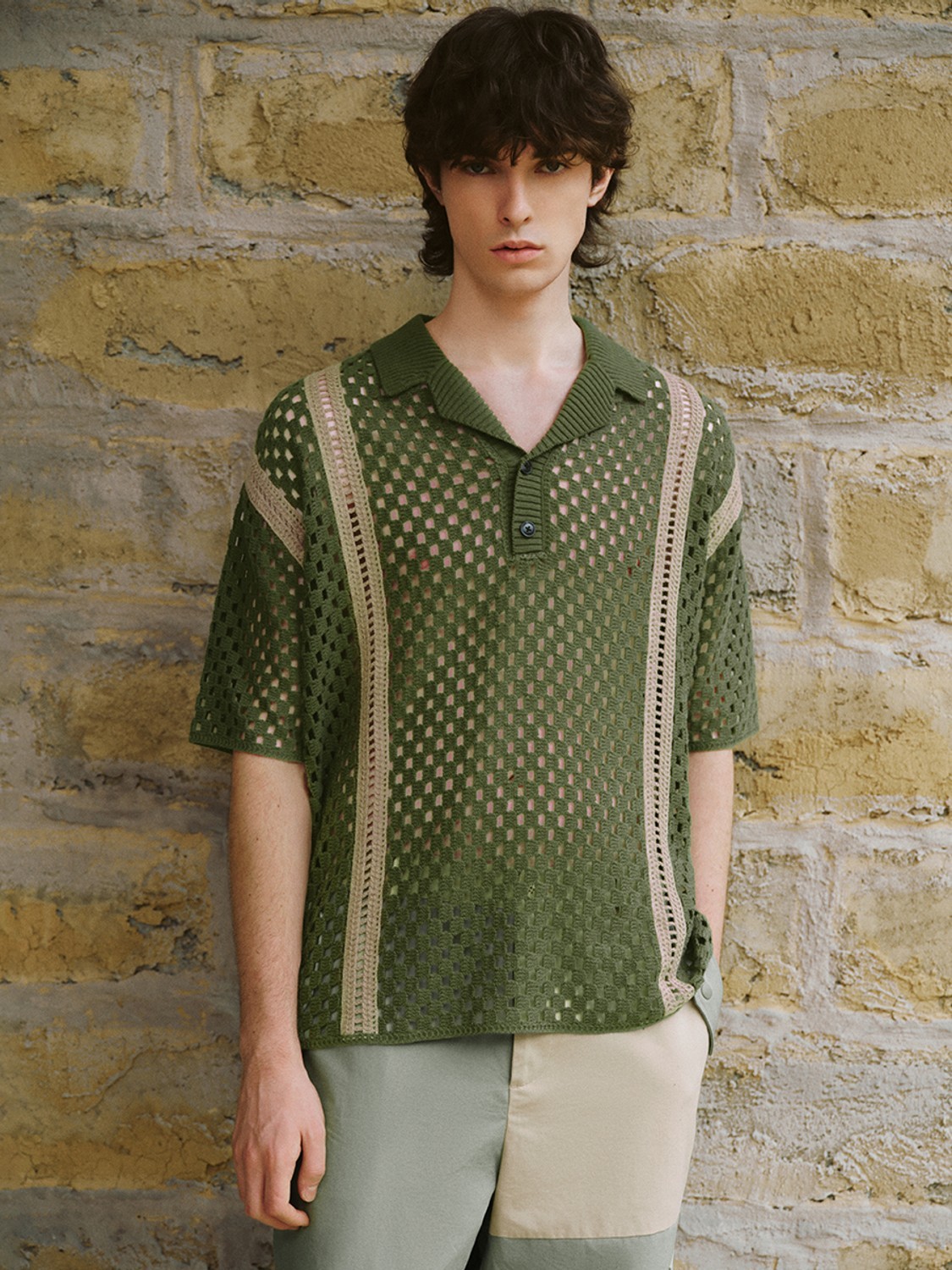 Men's hollow short sleeve sweater