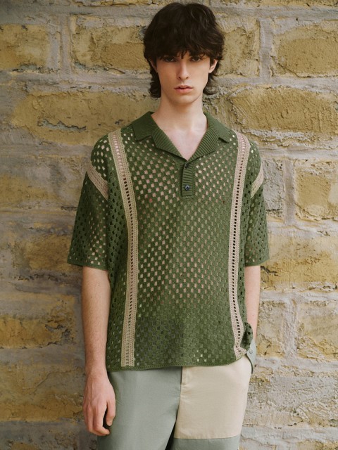Men's hollow short sleeve sweater