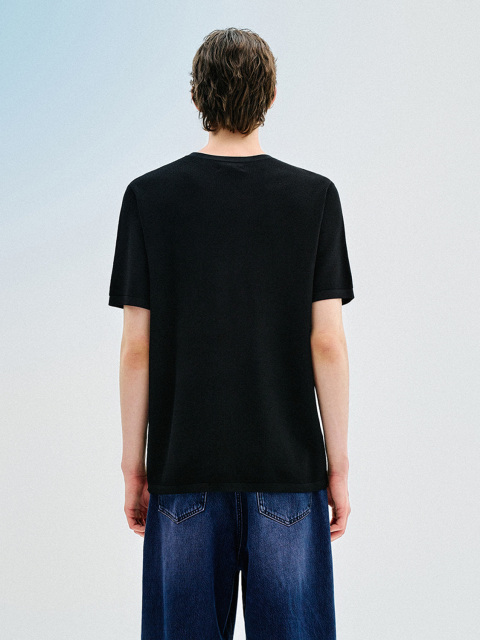 Men's embroidered short sleeve knitwear