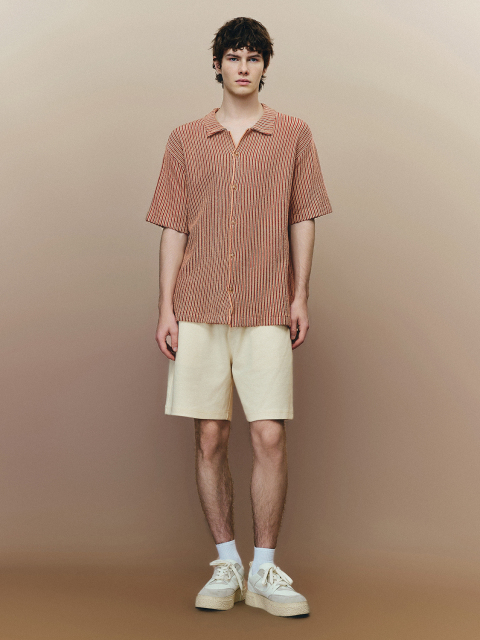 Men's striped short-sleeved knitwear