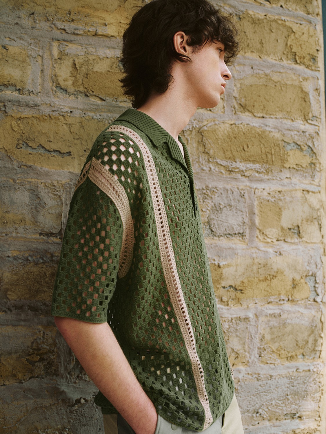 Men's hollow short sleeve sweater