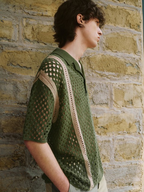 Men's hollow short sleeve sweater
