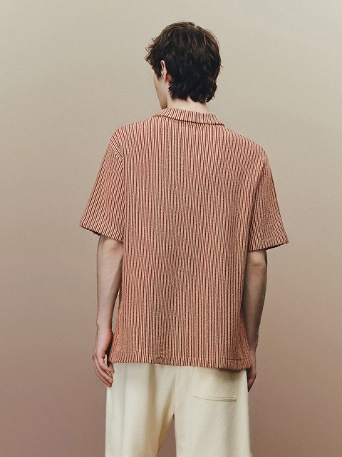 Men's striped short-sleeved knitwear