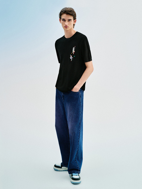 Men's embroidered short sleeve knitwear