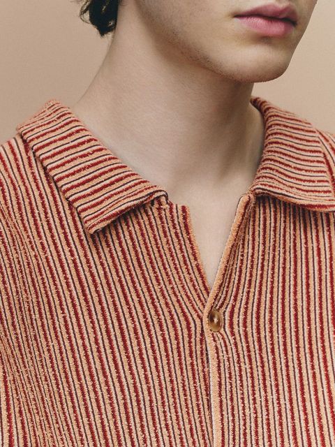 Men's striped short-sleeved knitwear
