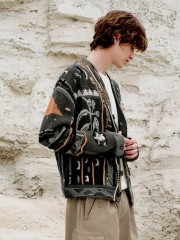 Men's jacquard knit cardigan