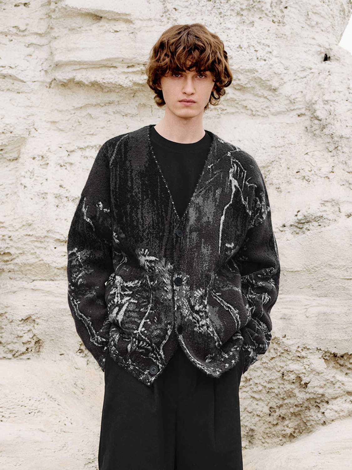 Men's jacquard knit cardigan